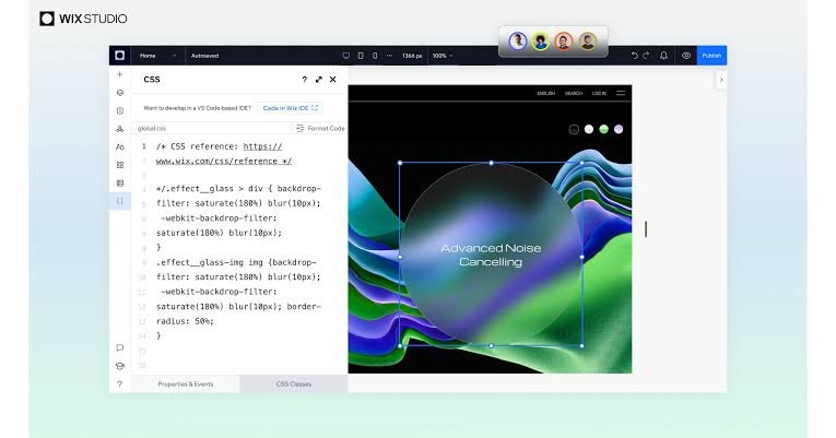 Wix Studio Interface