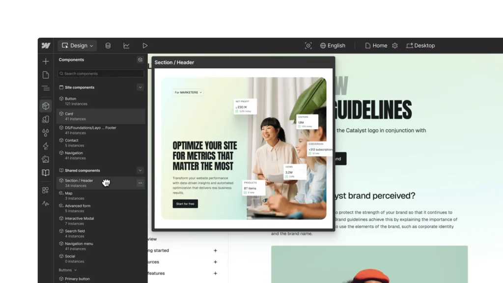 Webflow AI Website Builder Features